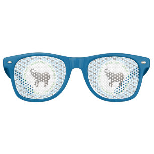 Lunettes De Fête Retro Baby Elephant Bleu clair Anniversaire