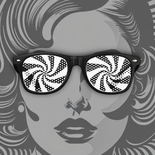 Lunettes De Fête Retro Balayage noir et blanc