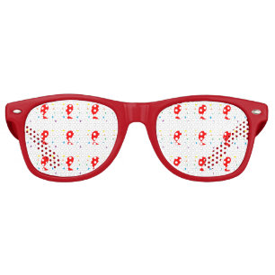 Lunettes De Fête Retro Ballons rouges avec motif confetti coloré