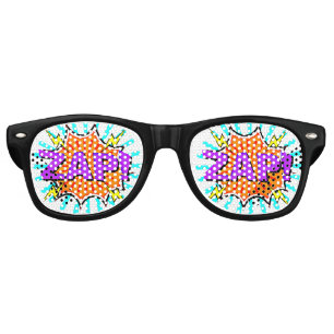 Lunettes De Fête Retro Bande dessinée Pop Art Orange Violet ZAP Nouveauté