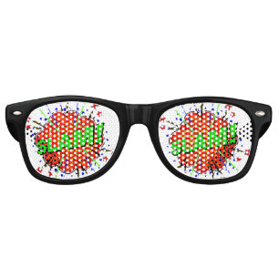 Lunettes De Fête Retro Bande dessinée Pop Art Rouge Vert SLAM Cadeau Farc