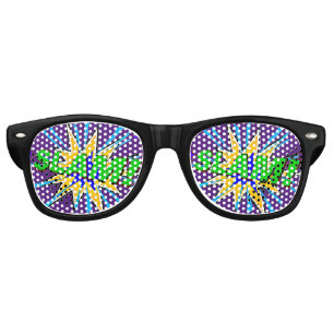 Lunettes De Fête Retro Bande dessinée Pop Art Vert Jaune SLAM Nouveauté A
