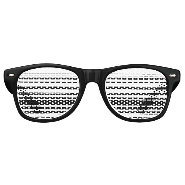 Lunettes De Fête Retro Bandes blanches noires modernes (Devant)