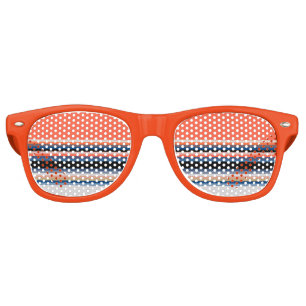 Lunettes De Fête Retro Bandes bleues orange