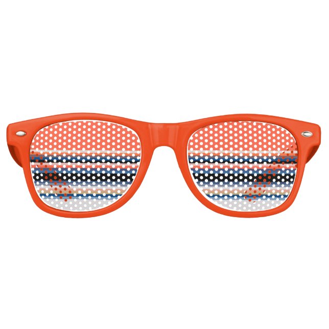 Lunettes De Fête Retro Bandes bleues orange (Devant)