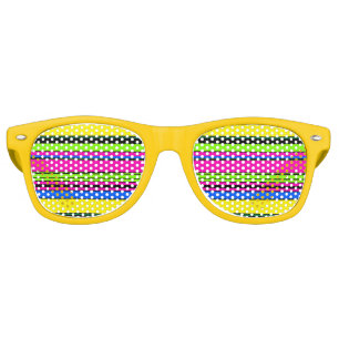 Lunettes De Fête Retro Bandes colorées jaunes mignonnes
