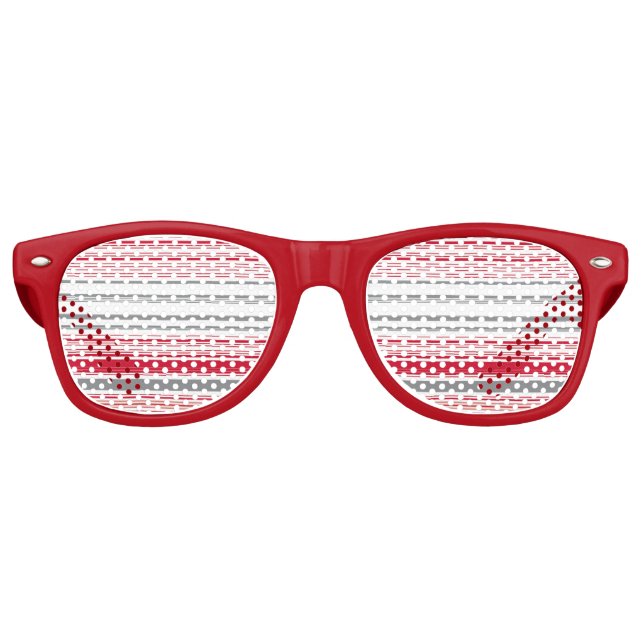 Lunettes De Fête Retro Bandes rouges gris mignonnes (Devant)