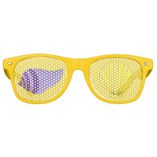 Lunettes De Fête Retro Beach Party Coques de mer Coquillages Jaune violet