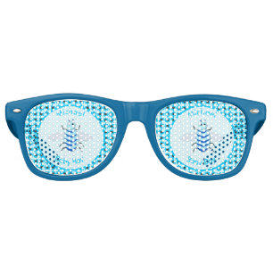 Lunettes De Fête Retro Bébé Bleu mignon Bee Bee Personnalisé