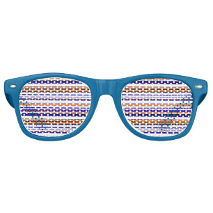 Lunettes De Fête Retro Belles rayures bleues orange