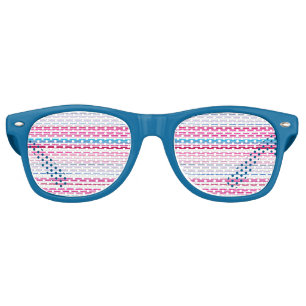 Lunettes De Fête Retro Belles rayures rose bleue