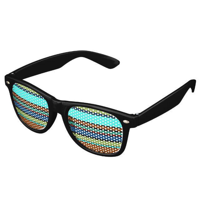 Lunettes De Fête Retro BG Stripes Motif couleur XII + votre arrière - pla (Angulaire)