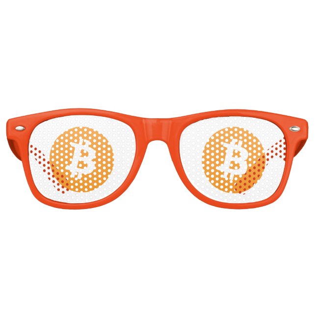 Lunettes De Fête Retro Bitcoin Adulte Retro Fête Taches, Blanc (Devant)