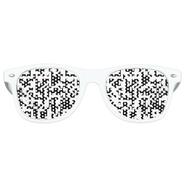 Lunettes De Fête Retro Bitcoin noir et blanc QR Code (Devant)