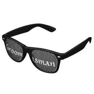 Lunettes De Fête Retro Black and White Groomsman Fun Bachelor Party