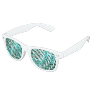 Lunettes De Fête Retro Bleu clair brillant, carrés ou image à l'intérieur