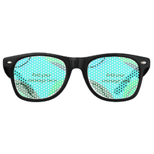 Lunettes De Fête Retro Bleu vert noir pastel abstrait ajouter nom texte d