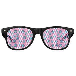 Lunettes De Fête Retro Bleu Violet rose motif floral