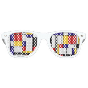 Lunettes De Fête Retro Blocs de couleurs Mondrian