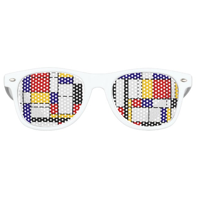 Lunettes De Fête Retro Blocs de couleurs Mondrian (Devant)