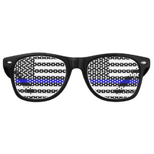 Lunettes De Fête Retro Blue Line mince montrent le décor
