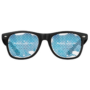 Lunettes De Fête Retro Blue rustique aquarelle jeans texture ajouter le n