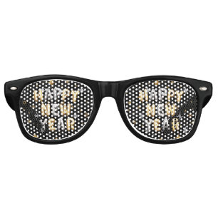 Lunettes De Fête Retro Bonne année noir or