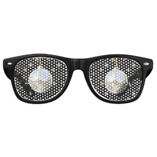 Lunettes De Fête Retro Boule d'argent Nouvel An heureux Noir Or