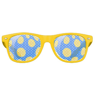 Lunettes De Fête Retro Boules Jaunes Sur Arrière - plan Bleu