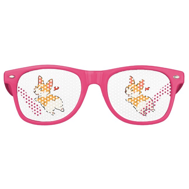 Lunettes De Fête Retro Boutons Corgi (Devant)