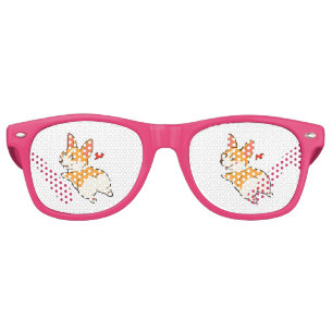Lunettes De Fête Retro Boutons Corgi