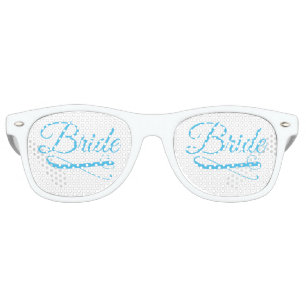 Lunettes De Fête Retro Bride Flourish Blue