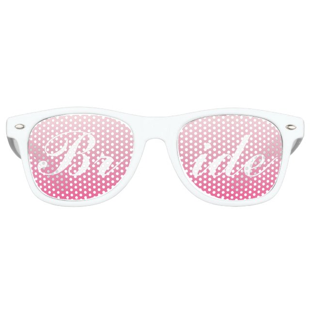 Lunettes De Fête Retro Bride rose en Mariage de script (Devant)