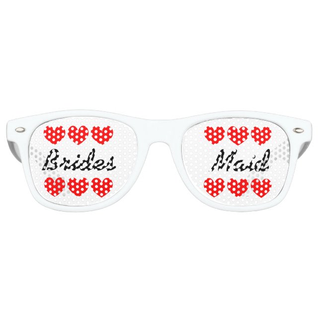 Lunettes De Fête Retro Bridesmaid coeurs amusants bachelorette nuances (Devant)
