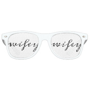 Lunettes De Fête Retro Calligraphie moderne Black Wifey Script
