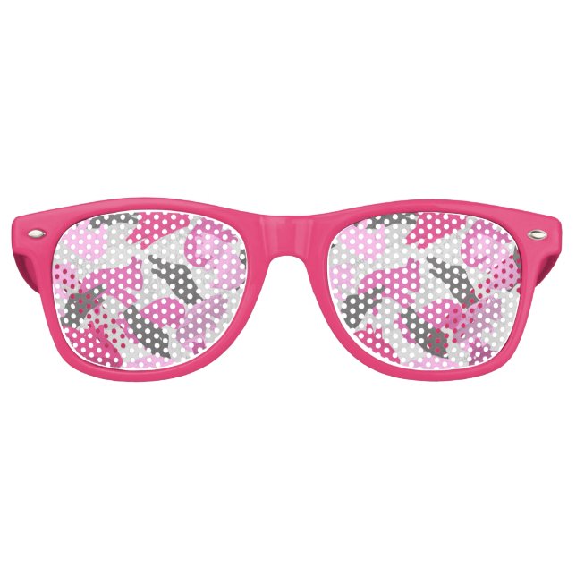 Lunettes De Fête Retro Camouflage animal Silhouette rose (Devant)