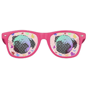 Lunettes De Fête Retro Carlin Chien Chien Chien Love Coeurs