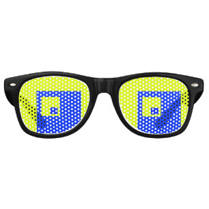 Lunettes De Fête Retro Carré jaune et bleu