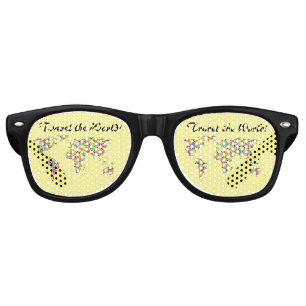 Lunettes De Fête Retro Carte du monde et Voyage dans le monde