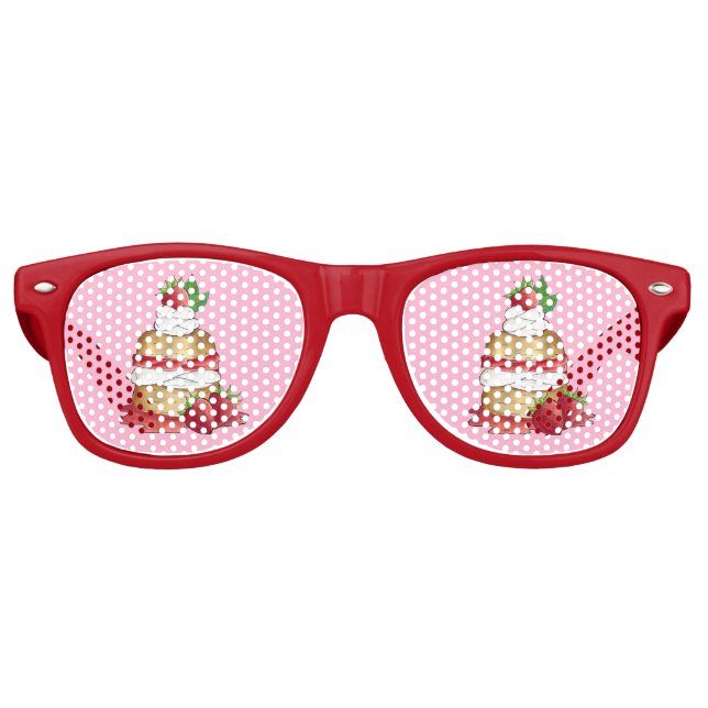 Lunettes De Fête Retro Câteau de pâtisserie aux fraises Dessert Fraises (Devant)
