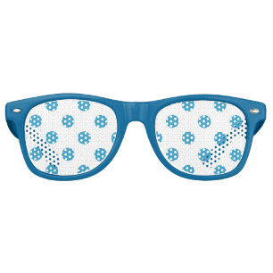 Lunettes De Fête Retro Cercles Pois bleu paon