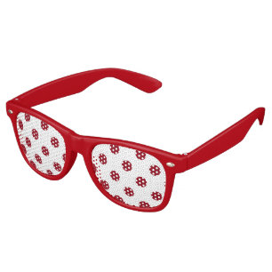 Lunettes De Fête Retro Cercles Pois rouges Crimson