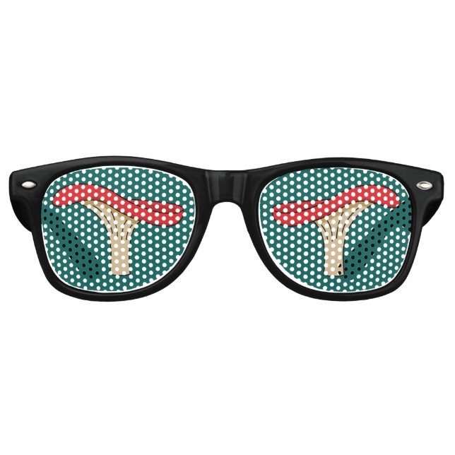 Lunettes De Fête Retro Champignons rouges caricaturés (Devant)