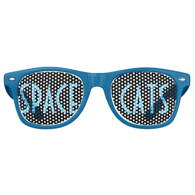 Lunettes De Fête Retro Chats spatiaux (bleu) (Devant)