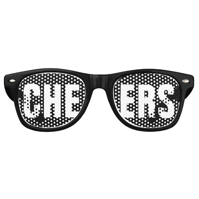 Lunettes De Fête Retro 'CHEERS' Parti noir et blanc (Devant)