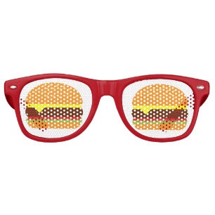 Lunettes De Fête Retro Cheeseburger Funny Restauration rapide