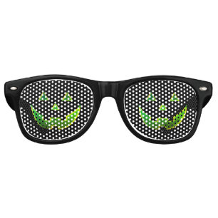 Lunettes De Fête Retro Citrouille Jack-o'-lantern noir néon vert Hallowee
