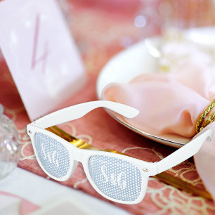 Lunettes De Fête Retro Clair bleu élégant Script Novelty Initiales Mariag