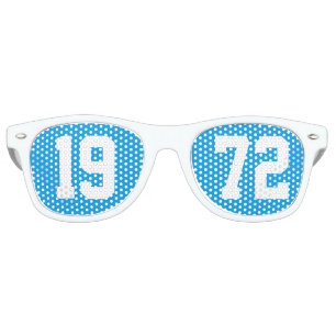 Lunettes De Fête Retro Classe de 1972 Lycée Réunion Bleu Blanc Rétro
