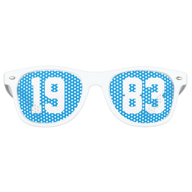 Lunettes De Fête Retro Classe de 1983 40e Lycée Réunion Bleu Blanc (Devant)